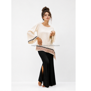Top Bohemio de Cáñamo y Algodón para Mujer, Cómodo, Sostenible y de Alta Calidad, Estampado Vintage Boho con Estilo Kaftan, Exportación al por Mayor - Product Image 4