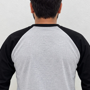 REDDITO Men's <b>Long</b> <b>Sleeve</b> <b>Raglan</b> <b>T</b>-<b>Shirt</b> Crew Neck Contrast Trim Gray Black Promotional Wear - Product Image 4