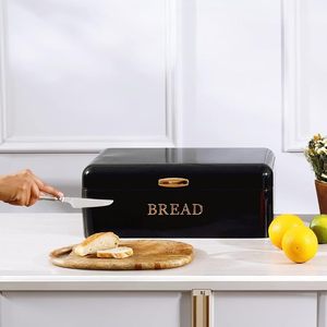 Caja de Pan Rectangular de Metal Negro, Contenedor Moderno para Almacenamiento de Alimentos en la Cocina, a Prueba de Humedad, para Preservar la Frescura - Product Image 1