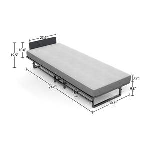 Telaio Letto Pieghevole in Metallo Facile da Riporre e Spostare con Materasso in Schiuma e 4 Ruote per Divani Letto - Product Image 2