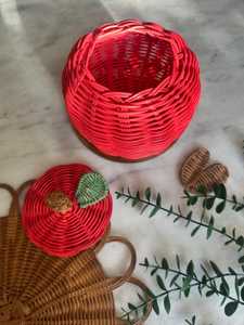 Handmade Rattan Apple <b>Basket</b> Natural <b>Wicker</b> <b>Storage</b> <b>Basket</b> for Kids Room Nursery Toy Organizer Home Decor - Product Image 2