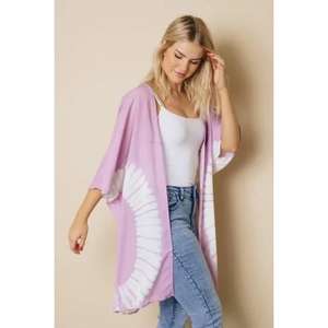 Kimono élégant de haute qualité en tie-dye, 100 % coton tissé, lavable, manches trois quarts, robe de nuit vintage d'été - Product Image 3