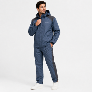 Custom Woven Label Two Piece Hooded Jogging Suit Unisex Softshell Waterproof Fabric Elastic Waistband Lightweight Jogger Pants - Product Image 2