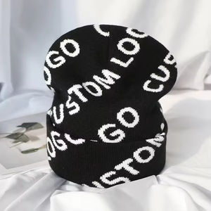 Gorros de Punto Cortos de Algodón en Varios Colores, Estilo Slouchy, para Invierno, con Borde, Estampado Digital, Unisex para Adultos - Product Image 3