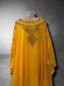 Wholesale AWAIS HOUSE Luxury 2-Piece <b>Set</b> Muslim Women Modest Simple Solid Chiffon Beaded Robe Floor-Length A-Line Evening/Formal - Product Image 2