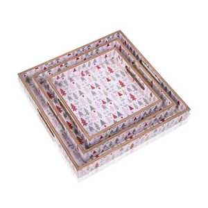 Ensemble de 3 plateaux de rangement rectangulaires en MDF, design moderne laqué empilable, lavable au lave-vaisselle, pour une utilisation multi-espaces - Product Image 2
