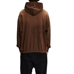 Sweat à capuche marron délavé personnalisé pour fabricant, coupe oversize, épaules tombantes, style streetwear, vierge, grandes tailles pour hommes - Product Image 2