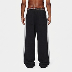 2026 New Arrived Double Waist Oversized Wide Leg Canvas Sweatpants Casual Loose Fit Side Panels Color Block <b>Baggy</b> <b>Joggers</b> 100% - Product Image 3
