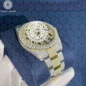 Montre de luxe Charm Jewels en acier inoxydable, boîtier de 40 mm, mouvement mécanique analogique, verre cristal, montre de mode pour homme, date automatique - Product Image 2