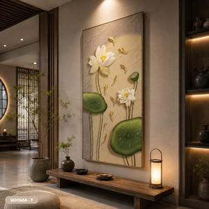 Pintura de seda de flor de loto de la marca HALO, de primera calidad, pintada a mano en Vietnam, arte decorativo para pared, hecho en Vietnam. - Product Image 4