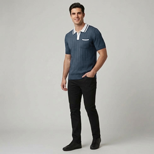 Polo de Punto Plano Novenza, Manga Corta, Informal, con Cuello, de Novenza - Product Image 6
