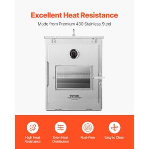 เตาอบพับได้แบบพกพาทำจากสแตนเลส 3 ชั้น พร้อมด้ามจับและเทอร์โมมิเตอร์สำหรับเผาไม้ - Product Image 4