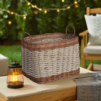 Grand panier de rangement en rotin et jonc de mer, support pliable en plastique pour chaussures, vêtements, sacs, pots de fleurs, pour salon