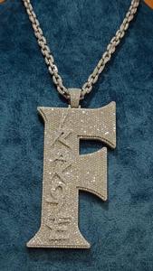 Collar con colgante de diamante moissanita letra F, plata de ley 925 - Product Image 3