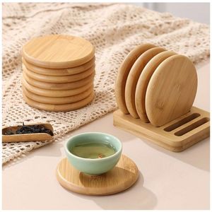 Premium Wooden Coaster Set with Natural Wood Grain, Durable Reusable <b>Drink</b> Mat for Home Kitchen, Dining Table, Office, Cafe - Product Image 4
