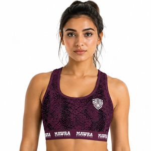 MAWRA Women's <b>Purple</b> Snake Print Racerback Sports Bra Medium Support Breathable Fitness Wear Scoop Neck Mesh Design Sports Bra - Product Image 1