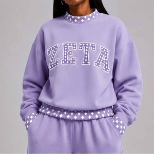 Zeta Heavyweight <b>Mock</b> <b>Neck</b> Sweatshirt Women Men Ladies Unisex Fashion Apparel Polka Dot Gingham Patch - Product Image 4