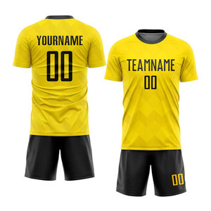 High-performance Custom Gold And Black Soccer Jersey Ventilated Mesh Panel Inserts Sublimation Uniform Wear - Product Image 1