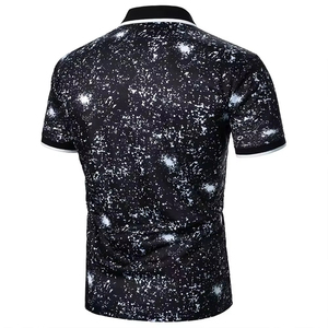 INDEX APPAREL เสื้อโปโลแขนสั้นพิมพ์ลายจุดสีดำสำหรับผู้ชาย ผ้าถักลำลองระบายอากาศได้ดี - Product Image 5