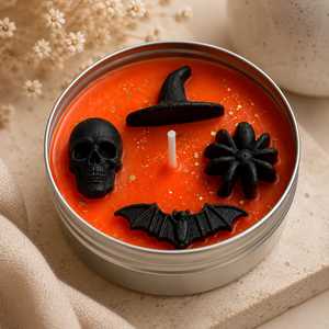 Vela Aromática Artesanal Moderna de Cera de Soja en Lata Metálica, Decoración de Halloween, Regalo, Recuerdo de Fiesta, Fragancia Gótica para el Hogar, Sombrero de Bruja - Product Image 2
