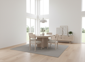 Ensemble de table à manger ronde moderne avec 4 chaises, construction en frêne massif et placage MDF, durable, facile à nettoyer, meubles de salon - Product Image 6
