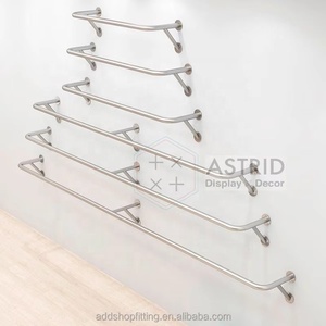 Wall-Mounted Metal Step <b>Shelf</b> 6-Tier Horizontal Garment Rack Polished Anti-Rust Modern Display Rack - Product Image 5