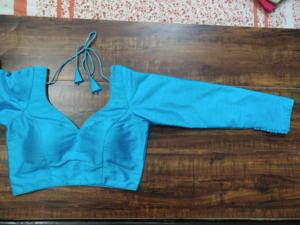 Womens Traditional Dupion Silk Padded Short Minimalist Blouse with Full Sleeves - Product Image 1