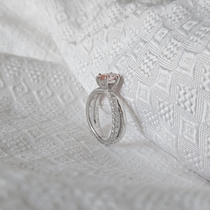 Anillo de diamante de oro blanco de 14 quilates personalizado de Plata de Ley 925 creado en laboratorio, banda de boda de corte Marquesa rosa para mujer, anillos de moissanita - Product Image 6