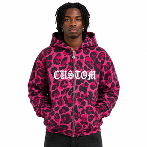 Trendy Skull Camo Hoodies For <b>Men</b> Custom Full Zip 100% Cotton Oversized Graphic Zip-Up Streetwear Winter <b>Pullover</b> OEM Wholesale - Product Image 4