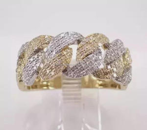 Anillo de Aniversario de Plata de Ley con Diseño Único, Estilo Vintage, Apilable, con Moissanita de Corte Brillante, Bicolor, Bisel Ancho y Engaste de Garras - Product Image 3