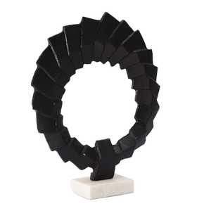 Escultura Moderna Abstracta de Aluminio Negro de Jaffs Exports, Diseño Geométrico Circular, Hecha a Mano, Artística, Ecológica y Duradera para Mesa - Product Image 1