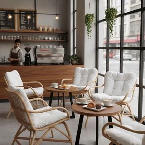 Chaise en rotin tressé naturel, hauteur réglable, style européen moderne, mobilier contemporain pour appartement et salle à manger - Product Image 6