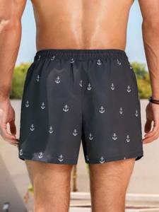 Shorts de Playa para Hombre, Secado Rápido, Estampado de Ancla, Cierre con Cordón, Cintura Media, Tejido de Poliéster - Product Image 2