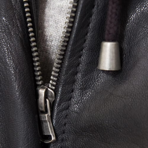 Women's Black Genuine Leather Hooded Moto Jacket With Zipper Closure And Pockets Autumn Style - Product Image 6