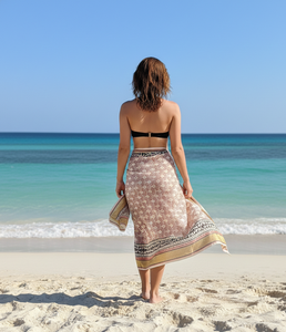 Paréo en coton et soie imprimé à la main - Écharpe géométrique en coton doux - Vêtements de plage de luxe de qualité supérieure pour l'exportation - Product Image 1