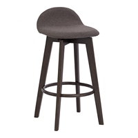 Taburete de Bar Moderno con Estructura de Madera Alta y Asiento Acolchado de Tela con Respaldo Bajo para Dormitorio, Hotel o Comedor