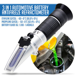 Réfractomètre automobile 3-en-1 ATC : mesure du point de congélation de l'éthylène/propylène glycol et du SG du liquide de batterie pour système de refroidissement de voiture - Product Image 1