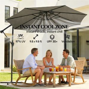 Ombrellone da Terrazzo Grigio per Cortile e Spazi Esterni - Product Image 2