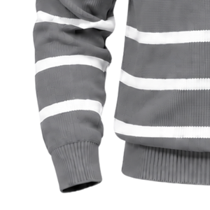 Pull en tricot rayé pour homme, col zippé, manches longues, épais, respirant, décontracté, en laine, pour l'automne - Product Image 6