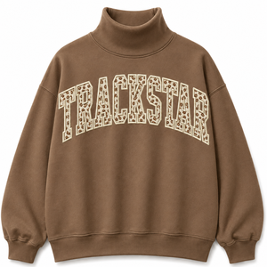 Sudadera Oversize de Cuello Alto para Mujer con Ribete a Contraste de Guingán Azul, Manga Larga, Estilo Casual Urbano, Venta al por Mayor OEM ODM - Product Image 1