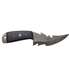 Cuchillo utilitario artesanal de acero de Damasco con mango de hueso negro, herramienta de hoja fija para coleccionistas - Product Image 4