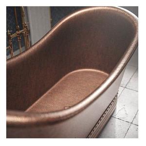 Baignoire ovale autoportante de luxe en cuivre martelé, design écologique, style vintage à pattes, pour projets hôteliers et villas. - Product Image 4