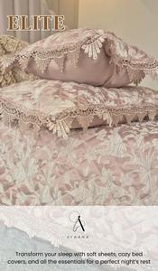 Juego de Ropa de Cama de Lujo para Novia, de Algodón/Lino, 5 Piezas, Duradero, para Todas las Estaciones, Cubrecama de 2.0m con Fundas de Almohada y Funda de Cojín con Encaje - Product Image 4