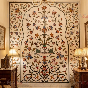 Azulejos Florales con Incrustaciones de Mármol, Hechos a Mano, Modernos e Impermeables para Interiores de Lujo - Product Image 4