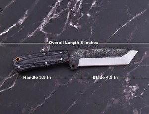 Couteau Tanto à lame fixe de 8 pouces, fabrication artisanale nordique, qualité industrielle, acier carbone pleine tige, pour la chasse et le camping, couteau OEM avec étui - Product Image 3