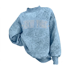 Womens Oversized Mockneck Fleece <b>Sweatshirt</b> Circular Fiber Blend Breathable Fabric <b>Retro</b> Athletic Manufacturer - Product Image 1