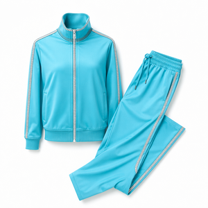 Breathable Chic And Comfy Rhinestone White Zipper Hooded Tracksuit For Women <b>Lightweight</b> <b>Hoodie</b> Rhinestone Tracksuit For Unisex - Product Image 6