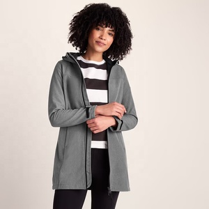 Women's Long Hooded Winter <b>Jacket</b> <b>Grey</b> <b>Waterproof</b> Polyester Full Sleeve Zipper Closure Solid Color Coat - Product Image 3