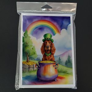 Paquete de tarjetas de felicitación del Día de San Patricio Setter irlandés Tamaño A7 caprichoso 5x7 Tarjetas de notas en blanco con sobres Paquete de 8 - Product Image 3