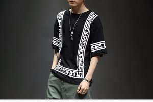 Camiseta de Diseñador Extra Grande para Hombre, con Borde Geométrico de Lujo, Estilo Hip Hop, Gráfico Moderno, Tela Suave, Estilo Coreano - Product Image 6